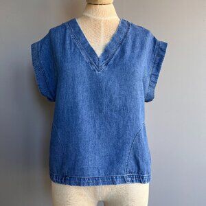 Jungmaven Cotton Hemp Pullover Denim V-Neck T-Shirt Size Medium